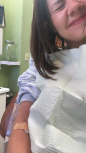 Michelle just finished getting her blood taken for PRF